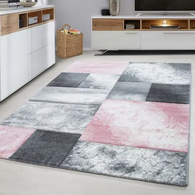 Zdjęcie produktu dla Ayyildiz | Dywan nowoczesny Hawaii 3D - 120 cm x 170 cm - Różowo-szary - Geometryczny wzór - Wysoka jakość
