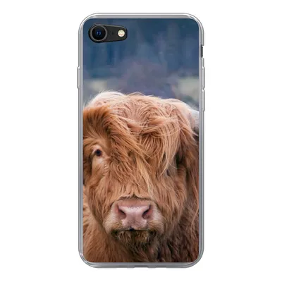 Produktbild von MuchoWow® Handyhülle Schutzhülle Hülle für iPhone SE 2020 Schottischer Highlander - Hörner - Berg Silikon Softcase Handy Hülle - Kartenbesitzer