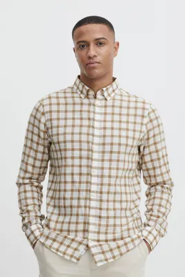 Produktbild von CASUAL FRIDAY CFAnton Herren Freizeithemd Hemd Stehkragen Brusttaschen Regular Fit Hochwertiges Leinen Leinenhemd
