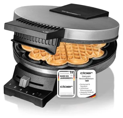 Produktbild von Waffeleisen Herzwaffeleisen - 930 W - 16 cm - Edelstahl - Doppelte Antihaftbeschichtung