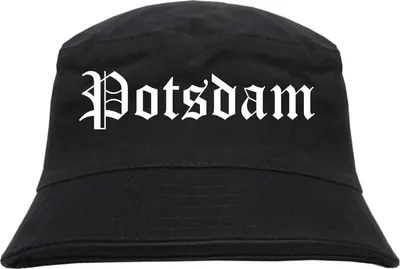 Produktbild von Potsdam Fischerhut - Altdeutsch - bedruckt - Bucket Hat Anglerhut Hut Schwarz S/M