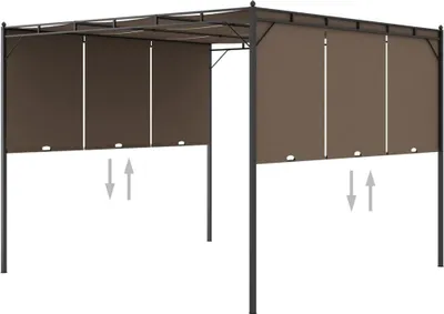 Produktbild von Gartenpavillon mit Seitenvorhang 3x3x2,25 m Taupe