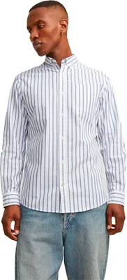 Image de Jack & Jones Oxford Chemise à manches longues Blanc,Bleu S Homme Blanc,Bleu S