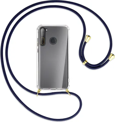 Produktbild von Handykette Backcover-Schutzhülle mit Band (Metall goldfarben) für HTC Desire 20 Pro - dunkelblau
