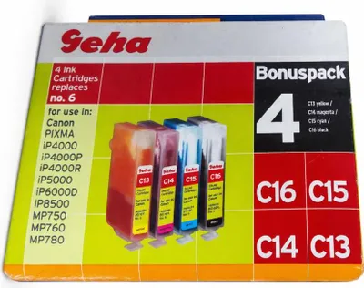 Produktbild von 4 Geha Tintenpatronen im Multipack für Canon ersetzt Nr. BCI-6 farbig + schwarz