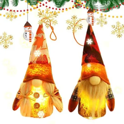 Productafbeelding van Kerstdecoratie kabouters met licht - 2 stuks kerstfiguren voor binnen
