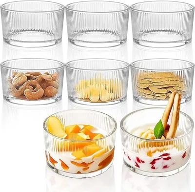 Produktbild von PromoHome® Set von 8 transparenten Glas-Dessertschalen 200 ml, kleine Dessertschalen für Eisdesserts, Tiramisu, Pudding und Joghurt