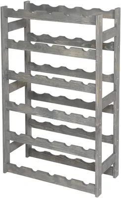 Produktbild von STOLMAK Weinregal aus Holz für 30 Flaschen Grau Kiefernholz 53x86x25 cm Flaschenregal Weinschrank Weinständer Flaschenhalter Kellerregal