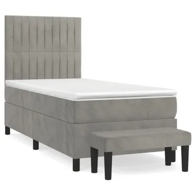 Image de vidaXL Lit boxspring avec matelas gris clair 80x200 cm velours