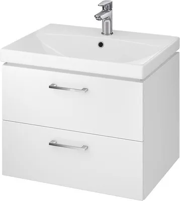 Produktbild von BADLAND Badmöbel Set Badezimmerschrank mit Keramikwaschbecken, 2-Schubladen LARA CITY 60 Weiß