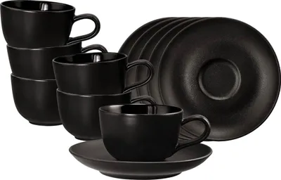 Produktbild von Seltmann Weiden Liberty Velvet Black Espressotasse mit Untertasse 100 ml 6er Set