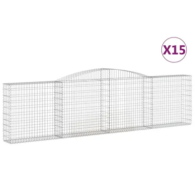 Produktbild von Gabionen mit Hochbogen 15Stk. 400x30x100/120cm Verzinktes Eisen