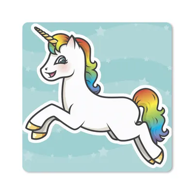 Produktbild von MuchoWow® Mauspad Mousepad Eine Illustration eines springenden Einhorns - Mädchen - Kinder - Kinder 30x30 cm - Mousepads - Maus Mat - Pad - Mausunterlage - Gaming