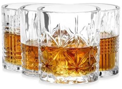 Obrázek produktu pro Sada sklenic na whisky, 290 ml, zlatý okraj, 4 kusy