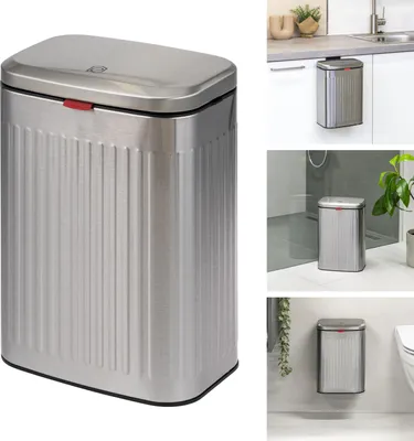 Immagine prodotto di cestino eluno, cestino per cucina e bagno, capacità 6 litri, look acciaio inox