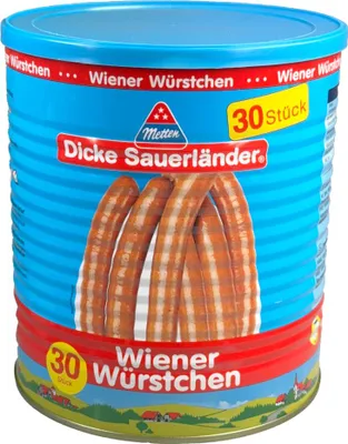 Metten Dicke Sauerländer Wiener Würstchen 30x50g Packung 2700g