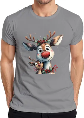 Produktbild von Rudolph Rentier rote Nase Weihnachten niedlich Familie Geschenk Herren T-Shirt, Grau, M