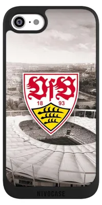 Produktbild von NIVOCASE Handyhülle für Apple iPhone SE (2020)  Hülle NIVOpure Case Schwarz Offizielles Lizenzprodukt Stadion VfB Stuttgart