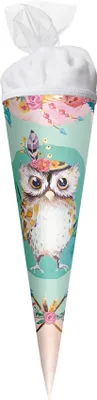 Produktbild von ROTH Geschenk-Schultüte klein Eule Lieselotte 22 cm rund Tüllverschluss Zuckertüte Schulanfang