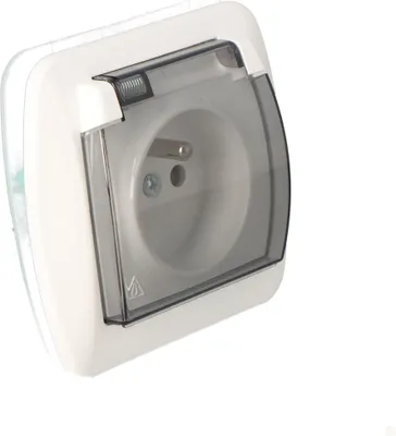 Productafbeelding van Contactdoos Simon AGZ1BZE/11A, wit, kunststof, IP44, 250 V, 92 mm, 41,5 mm