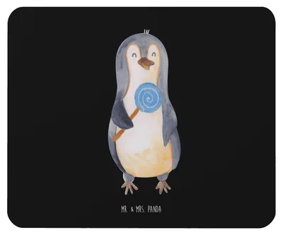 Produktbild von Mr. & Mrs. Panda Mousepad Pinguin Lolli - Schwarz - Geschenk, pc mausunterlage, Naschen, Mauspad, Heißhunger, Süß, gummi, Spruch, Mouse Pad, Süßigkeiten