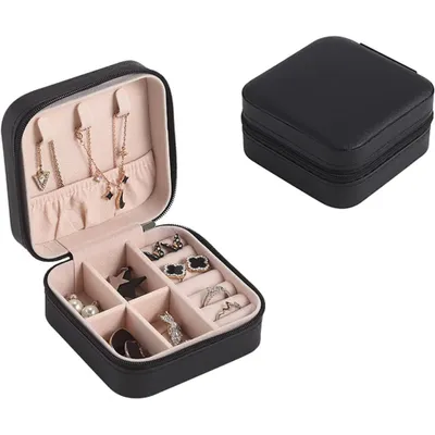 Produktbild von Mini-Schmuck-Reiseetui, Kunstleder-Reise-Schmuck-Organizer, kleiner tragbarer tragbarer Schmuck-Organizer