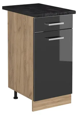Obrázok produktu pre Kuchynská spodná skrinka Vicco R-Line Antracit vysoký lesk/Dub Goldkraft 40 cm antrasiitti työtaso, Model 61139