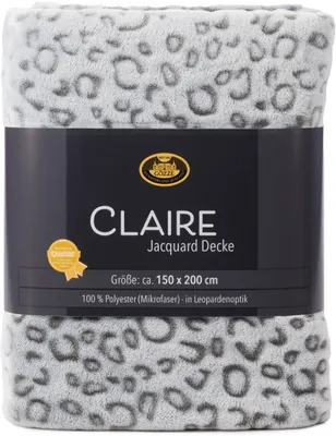 Produktbild von Wohndecke Claire Jacquard Leopardmuster anthrazit 200 x 150 cm