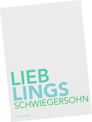 Produktbild von Mr. & Mrs. Panda Postkarte Schwiegersohn - Weiß - Geschenk, bildkarte, Spruch, Tochter, Geschenkidee, Dankeschön, angeheiratet, Ansichtskarte, Ansichtskarten, Postkarten