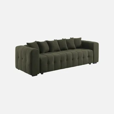 Produktbild von sweeek - 3-Sitzer Schlafsofa mit Stauraum und strukturiertem Bouclé-Bezug - Khaki