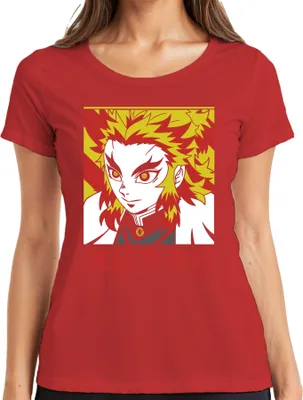 Produktbild von Rengoku Kyojuro Kimetsu no Yaiba Anime Flammenhaar Geschenk Damen T-Shirt, Rot, 3XL