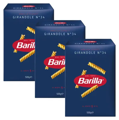 Image de Barilla Girandole n° 34 Pâtes courtes à la semoule de blé dur 500g, paquet de 3