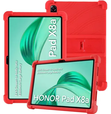 Produktbild von Tablet Hülle für Honor Pad X8a / Pad X8b 11", Stoßfeste Weiches Silikon Schutzhülle mit Standfunktion Rot