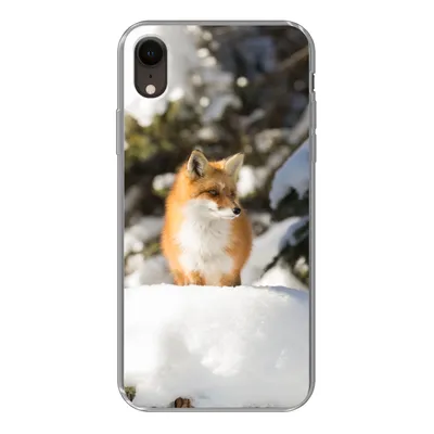 Produktbild von MuchoWow® Handyhülle Schutzhülle Hülle für iPhone XR Fuchs - Schnee - Baum Silikon Softcase Handy Hülle - Schutzdeckel