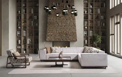 Zdjęcie produktu dla Designerski zestaw do salonu Nowoczesna sofa narożna Fotel tapicerowany