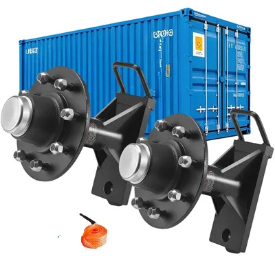 Immagine prodotto di Ruote per container marittimi VEVOR, set di ruote a 8 fori, robusto asse per container marittimi con cinghia di fissaggio a cricchetto, spostamenti da 6 m a 12 m, trasporto sicuro per banchine, magazzini, cantieri, nero
