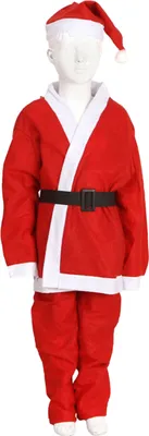 Produktbild von 1 Set Weihnachts-Weihnachtsmann-Kostüm, feine Verarbeitung, Kinder-Zylinderhut, Hosen, Gürtel-Set für festliche Weihnachtsdekoration, L