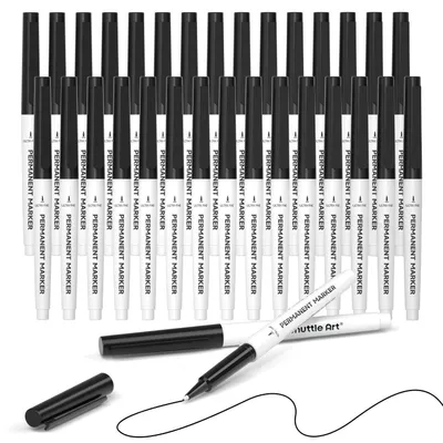 Productafbeelding van Permanentmarker met ultrafijne punt, zwart, verpakking van 30 stuks, waterbestendig, geschikt voor kunststof, steen, glas, hout en metaal