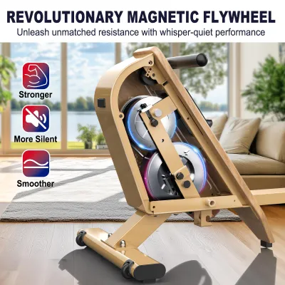 Image de Vélo d'aviron magnétique - 16 niveaux de résistance - Charge maximale de 150 kg - Équipé d'un moniteur Bluetooth