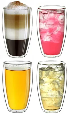 Produktbild von Creano doppelwandiges Thermoglas 400ml „DG-SH“, großes Doppelwandglas aus Borosilikatglas, doppelwandige Kaffeegläser, Teegläser, Latte Gläser 4er Set