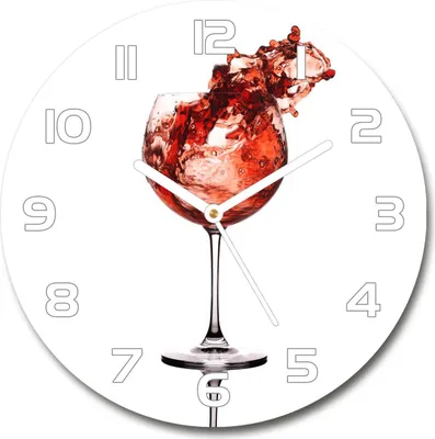 Produktbild von Wanduhr aus Glas 30fi Glasbild Glasuhr Gehärtetes Glas - weisse-zeiger - A glass of wine