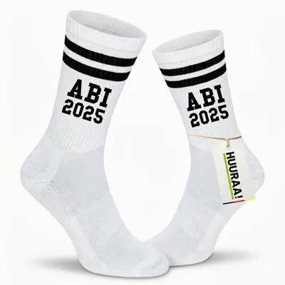 Produktbild von Huuraa Uni Socken ABI 2025 Abitur 42/46 Black Baumwolle Tennissocken Geschenkidee