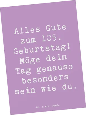 Produktbild von Mr. & Mrs. Panda Postkarte Spruch 105. Geburtstag - Lavendeltraum - Geschenk, Ansichtskarten, Alter, besonderer Tag, einzigartige Designs, Postkarten, Ansichtskarte