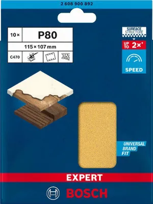 Image de Abrasif rectangle C470 Expert BOSCH 115x107mm Grain 60 - 10 feuilles - 2608900891