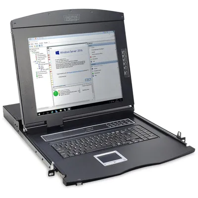 Produktbild von Digitus 17" LCD KVM Konsole, 1-Port VGA, deutsche Tastatur, 43,2 cm (17"), 1280 x 1024 Pixel, 1000:1, TFT, 16,78 Millionen Farben, VGA