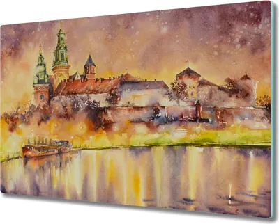 Produktbild von Coloray Herdabdeckplatte 80x52 cm Schneidebrett Kochplattenabdeckung Küchenbrett Hackbrett - Der Fluss Gebäude