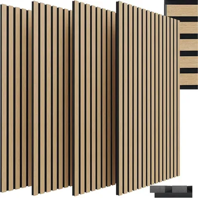 Produktbild von Akustikpaneele aus Holz - 3D-Wandpaneele - 4er-Set - 120 x 60 cm - Schallabsorbierend - MDF - 2,1 cm - Klassische Eiche