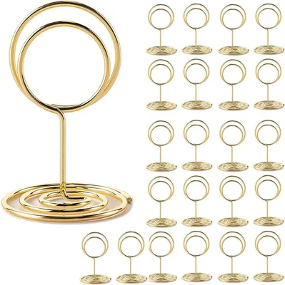 Immagine prodotto di Porta biglietti da tavolo in metallo, 22 pezzi, color oro, per la decorazione della tavola