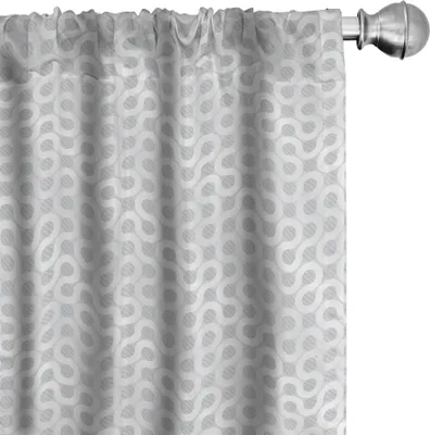 Image de ABAKUHAUS Rideaux gris et blancs, voilages, motifs géométriques abstraits ondulés circulaires ovales simples, 2 pièces 75 x 175 cm, gris blanc