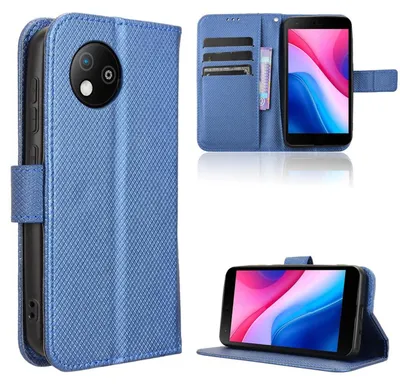 Produktbild von Für ZTE Blade A35 Lite Diamantstruktur Design Book Wallet Kunstleder Hülle Tasche Blau